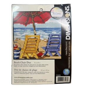 Dimensions Beach Chair Duo Needlepoint Kit 5x5 Coastal Beach Scene New